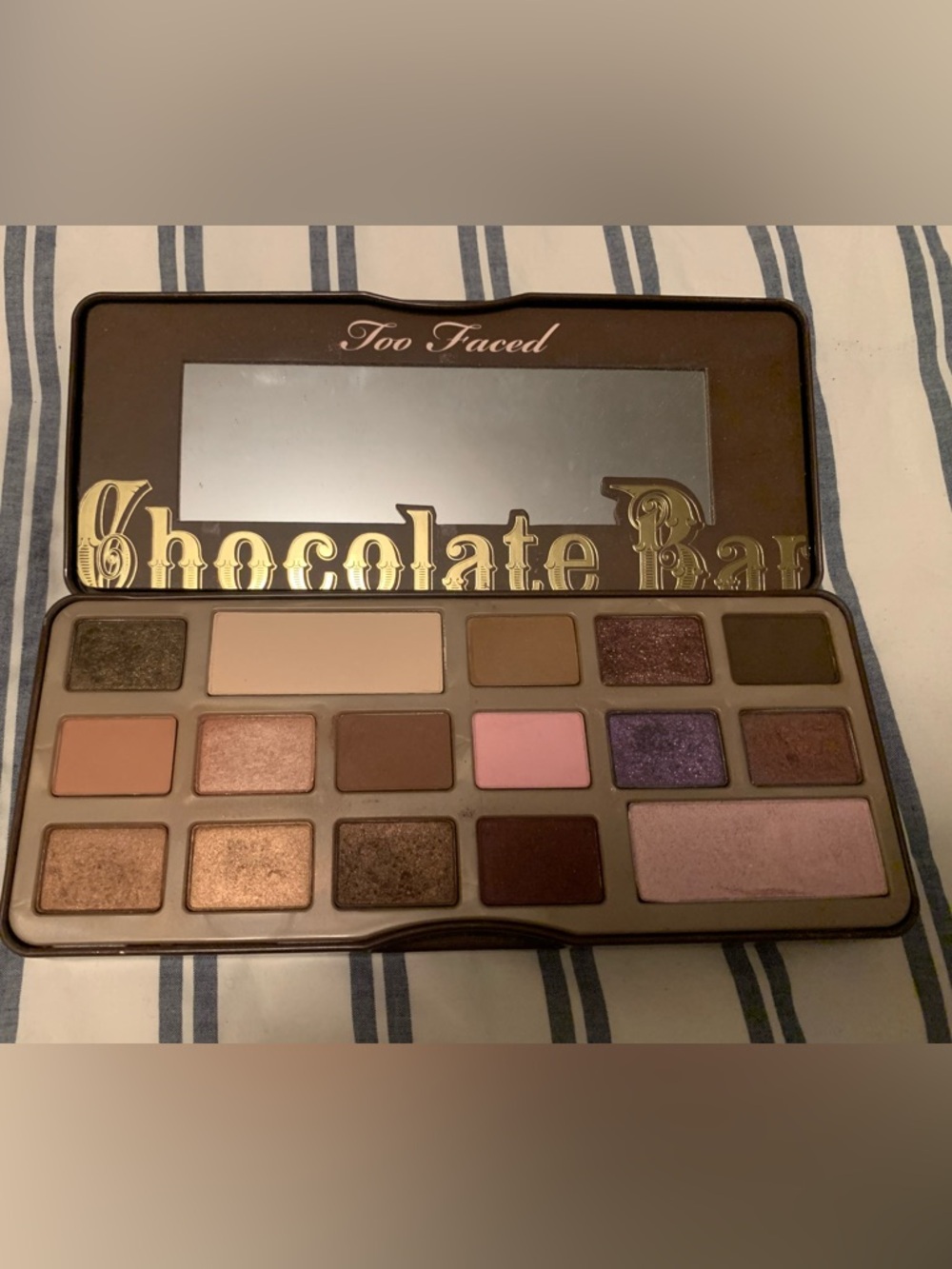Too Faced Chocolate Bar Palette - Dark Brown with Gold Accents